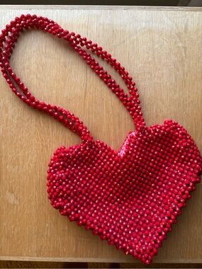 Isaac Mizrahi Red Beaded Heart Mini Bag